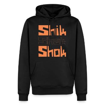 Lettres carrées Shik Shak Shok dans le style graffiti - Sweat à capuche Premium bio Homme - noir - Devant - Nico (187cm)