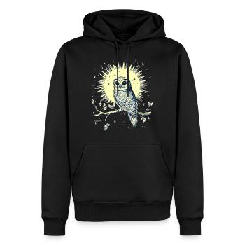 hibou aigle hibou hibou oiseau de nuit oiseau animal nuit lune nature - Sweat à capuche Premium bio Homme - noir - Devant - Nico (187cm)