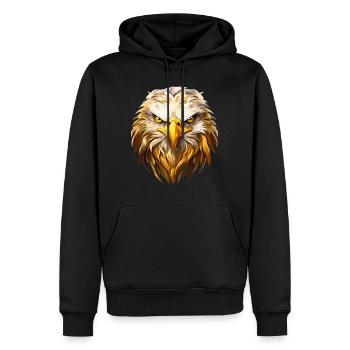 Tête d’aigle Or Oiseau de proie Oiseau Nature animale - Sweat à capuche Premium bio Homme - noir - Devant - Nico (187cm)