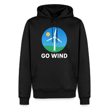 Für Windenergie - Klar und nachhaltig - Windkraft - Männer Premium Bio Hoodie - Schwarz - Vorne - Nico (187cm)