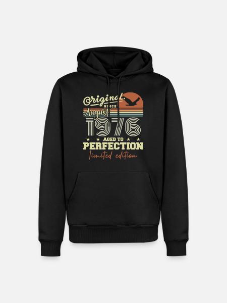 Août 1976 Anniversaire Août 1976 Vintage Août 1976 - Herre Premium økologisk hoodie - sort
