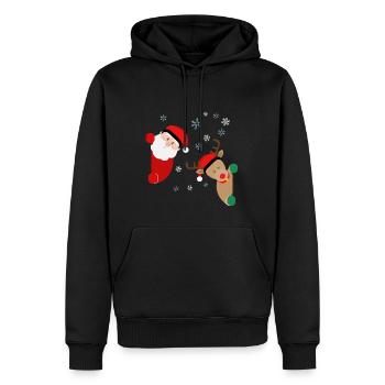 Der Weihnachtsmann und Rudolph schauen schon um d - Männer Premium Bio Hoodie - Schwarz - Vorne - Nico (187cm)