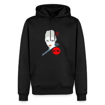Japan Japanerin zornig Ninja Kämpferin Asiatin - Männer Premium Bio Hoodie - Schwarz - Vorne - Nico (187cm)