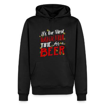 Bière Hommes Noël Bière de Noël cadeau X-Mas - Sweat à capuche Premium bio Homme - noir - Devant - Nico (187cm)