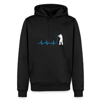 MC rappen herzschlag mikrofon geschenk heartbeat - Männer Premium Bio Hoodie - Schwarz - Vorne - Nico (187cm)