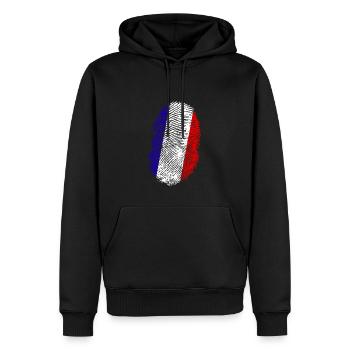 France Shirt · Drapeau · ADN · Empreintes digitales - Sweat à capuche Premium bio Homme - noir - Devant - Nico (187cm)