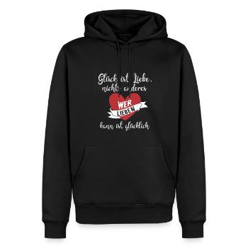 Glück ist Liebe - Männer Premium Bio Hoodie - Schwarz - Vorne - Nico (187cm)