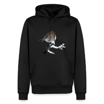 Rouge-gorge hiver oiseau cadeau neige idées froides - Sweat à capuche Premium bio Homme - noir - Devant - Nico (187cm)