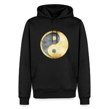 yoga yin yang gold silber - Männer Premium Bio Hoodie - Schwarz - Vorne - Nico (187cm)