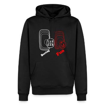 Langweilig Spass Gangschaltung 4WD 4x4 Allrad - Männer Premium Bio Hoodie - Schwarz - Vorne - Nico (187cm)
