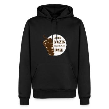 Auch Nazis essen heimlich Döner - Männer Premium Bio Hoodie - Schwarz - Vorne - Nico (187cm)