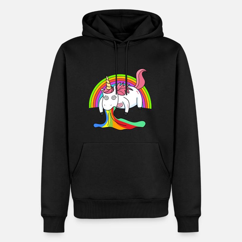 Kotzendes Einhorn Regenbogen - Männer Premium Bio Hoodie - Schwarz