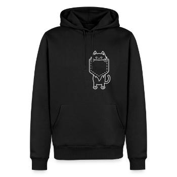 Chat mignon de poche cadeau d'amant de chat - Sweat à capuche Premium bio Homme - noir - Devant - Nico (187cm)