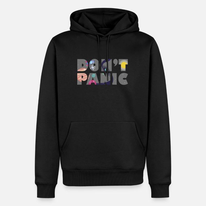 Galaxy Planets Don't Panic Gift - Männer Premium Bio Hoodie - Schwarz