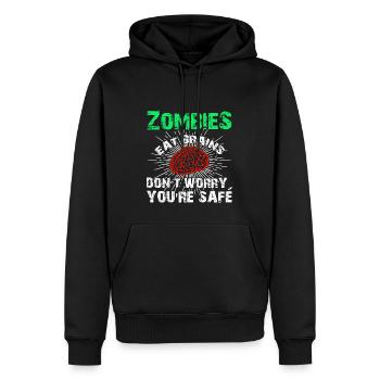 Funny Sarcastic Zombies Eat Brains Gift - Männer Premium Bio Hoodie - Schwarz - Vorne - Nico (187cm)