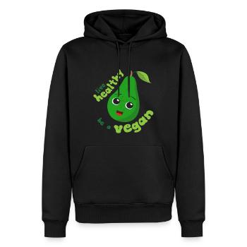 Lebe Gesund , sei ein Veganer , - Männer Premium Bio Hoodie - Schwarz - Vorne - Nico (187cm)