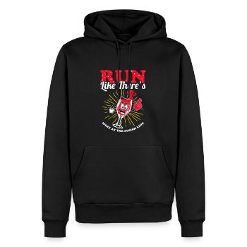 Funny Run Like There's Wine at Finish Line - Männer Premium Bio Hoodie - Schwarz - Vorne - Nico (187cm)