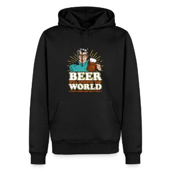 Funny Beer Will Change the World T-shirt - Männer Premium Bio Hoodie - Schwarz - Vorne - Nico (187cm)