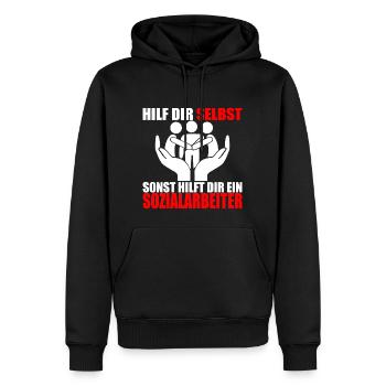 HILF DIR SELBST SONST HILFT DIR EIN SOZIALARBEITER - Männer Premium Bio Hoodie - Schwarz - Vorne - Nico (187cm)