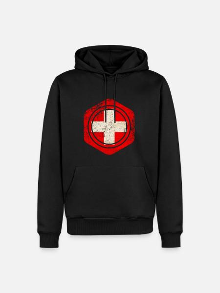 HEXAGON SWITZERLAND GRUNGE - Männer Premium Bio Hoodie - Schwarz