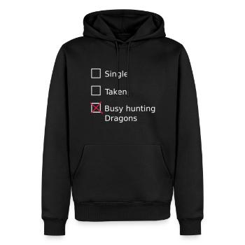 Single Taken busy hunting dragons - Sweat à capuche Premium bio Homme - noir - Devant - Nico (187cm)