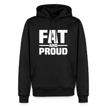 Gras et fier - Sweat à capuche Premium bio Homme - noir - Devant - Nico (187cm)