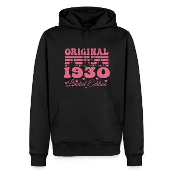 Cadeau 94e Anniversaire 1930 Femme | Né en 1930 - Sweat à capuche Premium bio Homme - noir - Devant - Nico (187cm)