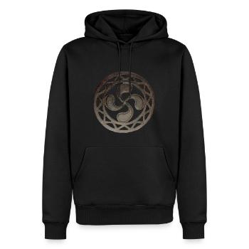 Lauburua - Männer Premium Bio Hoodie - Schwarz - Vorne - Nico (187cm)