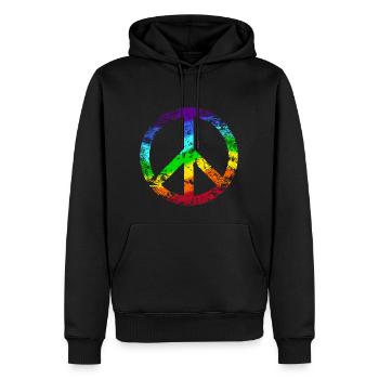 Peace-Zeichen Regenbogen Rainbow Frieden Graffiti - Männer Premium Bio Hoodie - Schwarz - Vorne - Nico (187cm)