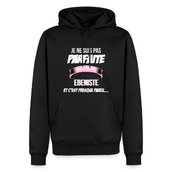 Ebeniste cadeau humour - Sweat à capuche Premium bio Homme - noir - Devant - Nico (187cm)