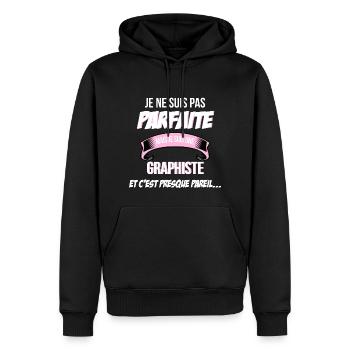 Graphiste cadeau humour - Sweat à capuche Premium bio Homme - noir - Devant - Nico (187cm)