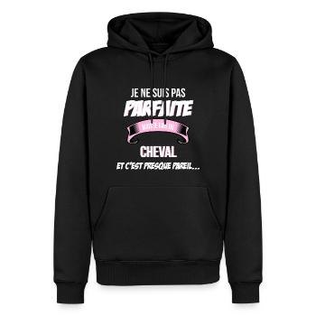 cheval cadeau humour - Sweat à capuche Premium bio Homme - noir - Devant - Nico (187cm)