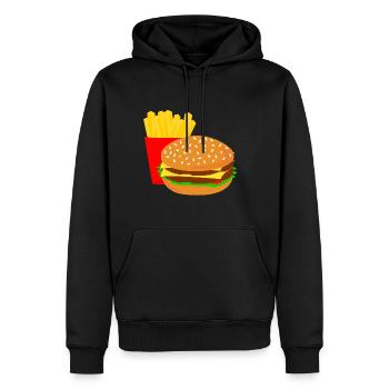 Burger Français nourriture idée cadeau amant - Sweat à capuche Premium bio Homme - noir - Devant - Nico (187cm)