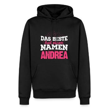 ANDREA - das Beste - Männer Premium Bio Hoodie - Schwarz - Vorne - Nico (187cm)
