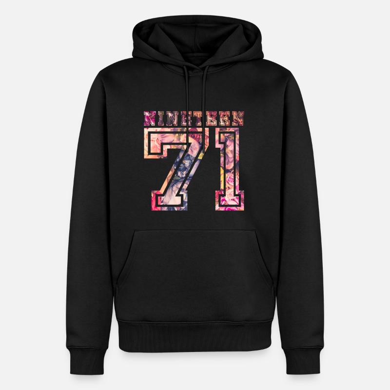 NINETEEN 1971 B - Männer Premium Bio Hoodie - Schwarz