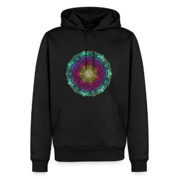 Mandala - Sweat à capuche Premium bio Homme - noir - Devant - Nico (187cm)