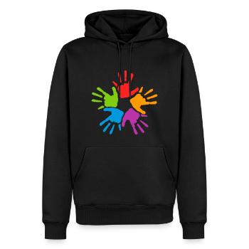 Handabdrücke - Männer Premium Bio Hoodie - Schwarz - Vorne - Nico (187cm)
