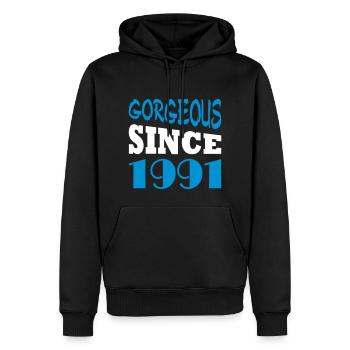 Gorgeous since 1991 - Männer Premium Bio Hoodie - Schwarz - Vorne - Nico (187cm)