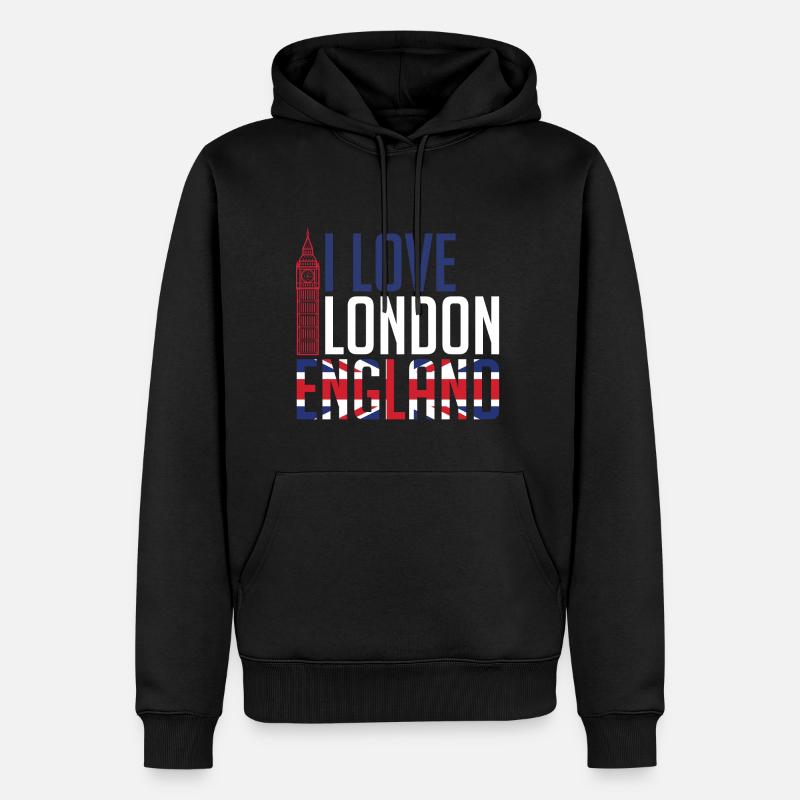 J'aime Londres Angleterre - Sweat à capuche Premium bio Homme - noir