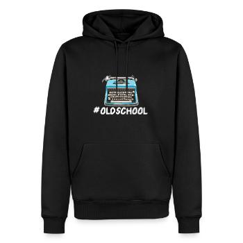 Oldschool Schreibmaschine - Männer Premium Bio Hoodie - Schwarz - Vorne - Nico (187cm)