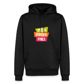 frites Pizza Burger - Sweat à capuche Premium bio Homme - noir - Devant - Nico (187cm)