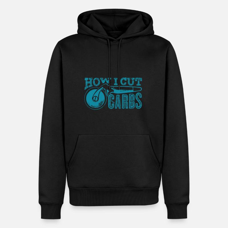 Kohlenhydrate loswerden - mit Pizza! - Männer Premium Bio Hoodie - Schwarz