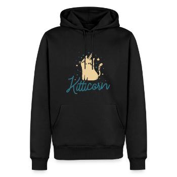 Kitticorn - Cat - Horn - chaton - Unicorn - Sweat à capuche Premium bio Homme - noir - Devant - Nico (187cm)