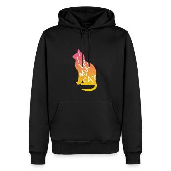 I love my cat - Männer Premium Bio Hoodie - Schwarz - Vorne - Nico (187cm)