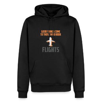 FLIGHTS - Männer Premium Bio Hoodie - Schwarz - Vorne - Nico (187cm)