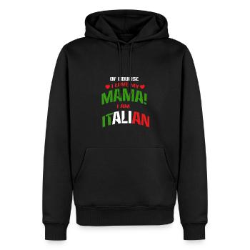 Accent italien italien Maman italienne - Sweat à capuche Premium bio Homme - noir - Devant - Nico (187cm)