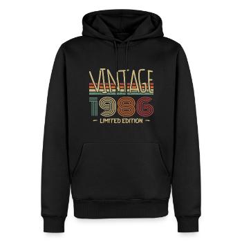 Jahrgang 1986 Retro 1986 Jubiläumsgeschenk - Männer Premium Bio Hoodie - Schwarz - Vorne - Nico (187cm)