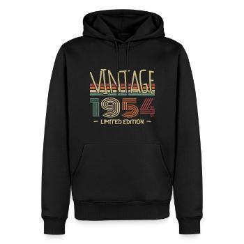 Jahrgang 1954 Retro 1954 Jubiläumsgeschenk - Männer Premium Bio Hoodie - Schwarz - Vorne - Nico (187cm)