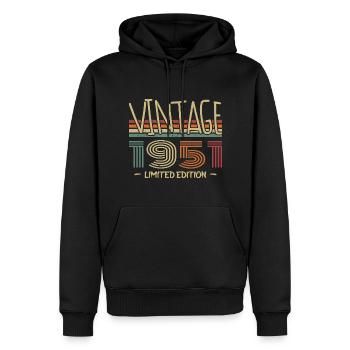 Jahrgang 1951 Retro 1951 Jubiläumsgeschenk - Männer Premium Bio Hoodie - Schwarz - Vorne - Nico (187cm)
