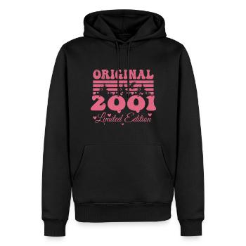 Cadeau 23e Anniversaire 2001 Femme | Né en 2001 - Sweat à capuche Premium bio Homme - noir - Devant - Nico (187cm)